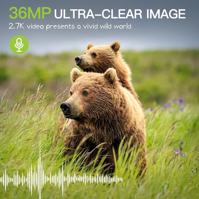 Trail Camera 2 Pack 36 MP 2.7K Game Camera 32GB Memory Card 4 Batteries Time 2.0" LCD Screen, Trail Cameras with 120°Wide Night Vision IP66 Waterproof for Monitoring Wildlife Trail Cam