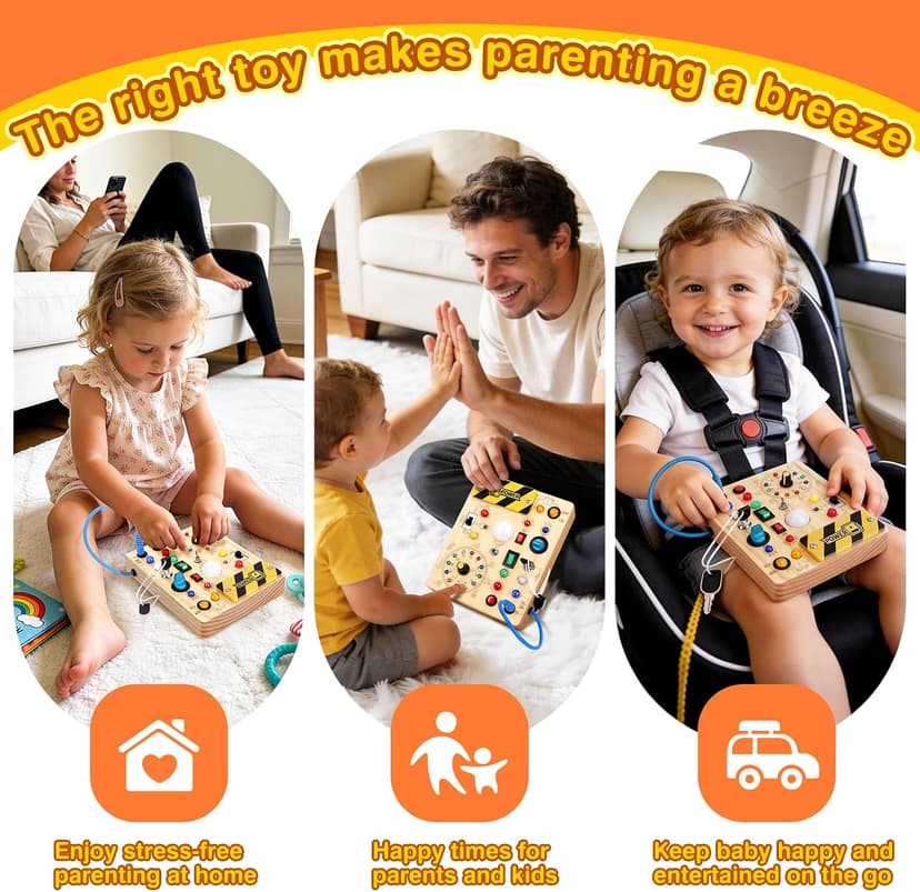Grarain Busy Board for Toddlers - Montessori Educational Toy for 1-3 Year Old Boys & Girls | Travel-Friendly Sensory Learning Activity | Ideal for Kids with Autism(Busy Board v2) B0D2ZD6J2W