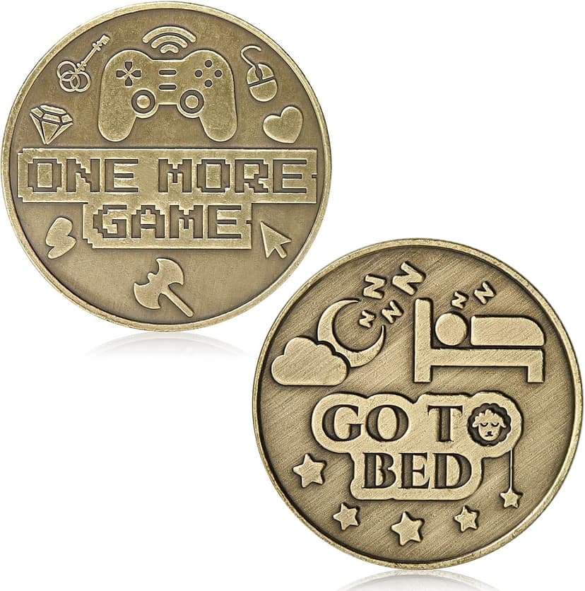 One More Game or Go to Sleep Gamer Decision Coin, Gifts for Gamer Boyfriend, Husband, Men, Gaming Accessories for Men, Game Gifts for Christmas, Valentine's Day, His Birthday B0G3PJT54G