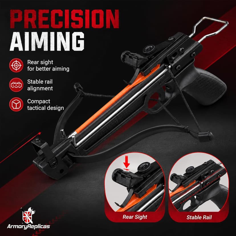 Armory Replicas™ Mini Self-Cocking Crossbow Collection – Aluminum & Fiberglass Compact Archery Crossbows, 50lb to 80lb Draw Weight Models with Safety System & Starter Bolt Sets
