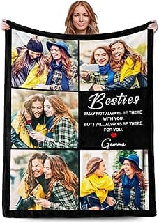 Personalized Picture Blanket And Throw, Best Friend Christmas Birthday Gifts For Women, Long Distance Friendship Bestie Gifts Best Friend Custom Blanket With Picture Name, Customized Photo Blanket B0FV82VXVF