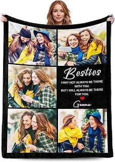 Personalized Picture Blanket And Throw, Best Friend Christmas Birthday Gifts For Women, Long Distance Friendship Bestie Gifts Best Friend Custom Blanket With Picture Name, Customized Photo Blanket B0FV82VXVF