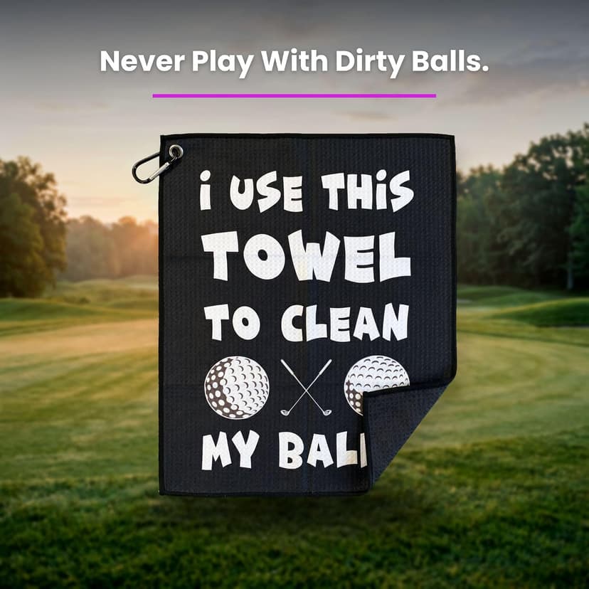 SHANKITGOLF Golf Towel for Golf Bag Microfiber with Clip, Funny Cleaning Cloth for Balls & Clubs, Premium Accessories, Gift for Men, Golfers, Dad