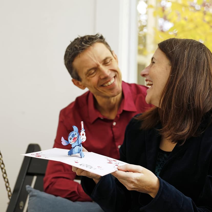 Lovepop Valentines Day Card for Her, Him - 3D Disney Pop-Up Cards - Lilo and Stitch - Stitch Rockin' - 5" x 7" - Blank Notecard & Envelope Included