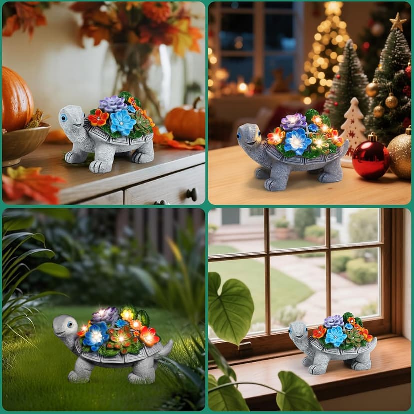 Linkax Birthday Gifts for Women Mom Grandma, Turtle Statue Solar Lights Outdoor Garden Decor for Outside Yard Patio Porch Fall Home, Gardening House Warming Gifts New Home, Grandparents Day Presents
