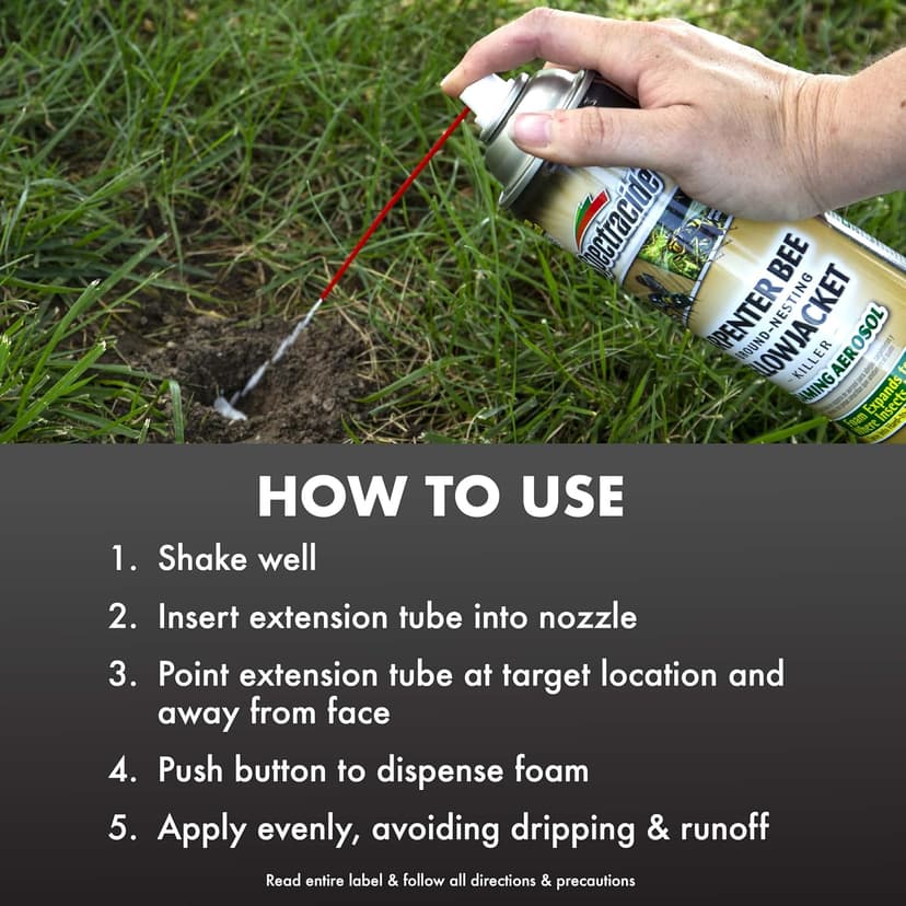 Spectracide Carpenter Bee And Ground-Nesting Yellowjacket Killer Foaming Aerosol 16 Ounces, Expands To Where Insects Live, Yellow