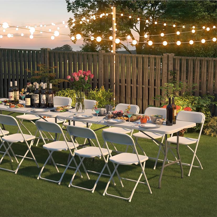 White Folding Chairs 2 Pack, Plastic Folding Chairs Outdoor Indoor, 350lb Capacity, Portable Event Chair, Lightweight Folding Chair, for Events Office Wedding Party Rental Picnic Patio