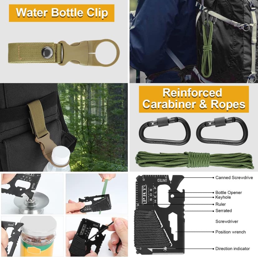 XKASE Survival Kit, Gifts for Men Dad Husband, Emergency Survival Gear and Equipment 19 in 1, Fishing Hunting Birthday for Men, Camping Accessories, Cool Gadget, Camping Essentials