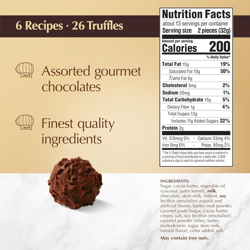Lindt Gourmet Chocolate Truffles Gift Box, Assorted Chocolate Candy for Mother's Day Gifts, 26 Count, 14.7 oz. Box