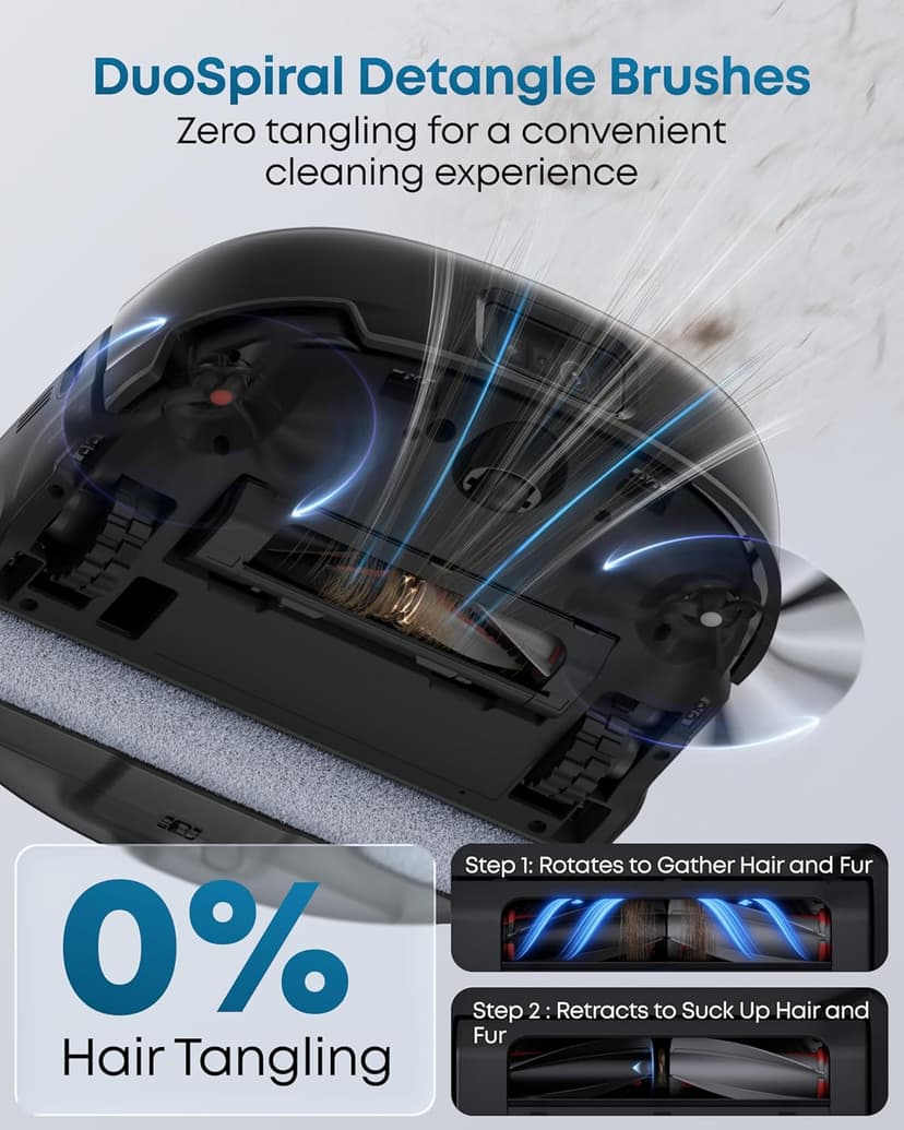 eufy Robot Vacuum E25, HydroJet System with Roller Mop, 20,000 Pa Turbo High Suction, All-in-One Robot Vacuum and Mop Combo for Home, Edge-to-Corner Cleaning, Zero-Tangle Design, AI Obstacle Avoidance