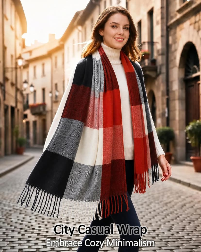 Loritta Womens Scarf Fashion Long Plaid Shawls Wraps Big Grid Winter Warm Lattice Large Scarves Gifts