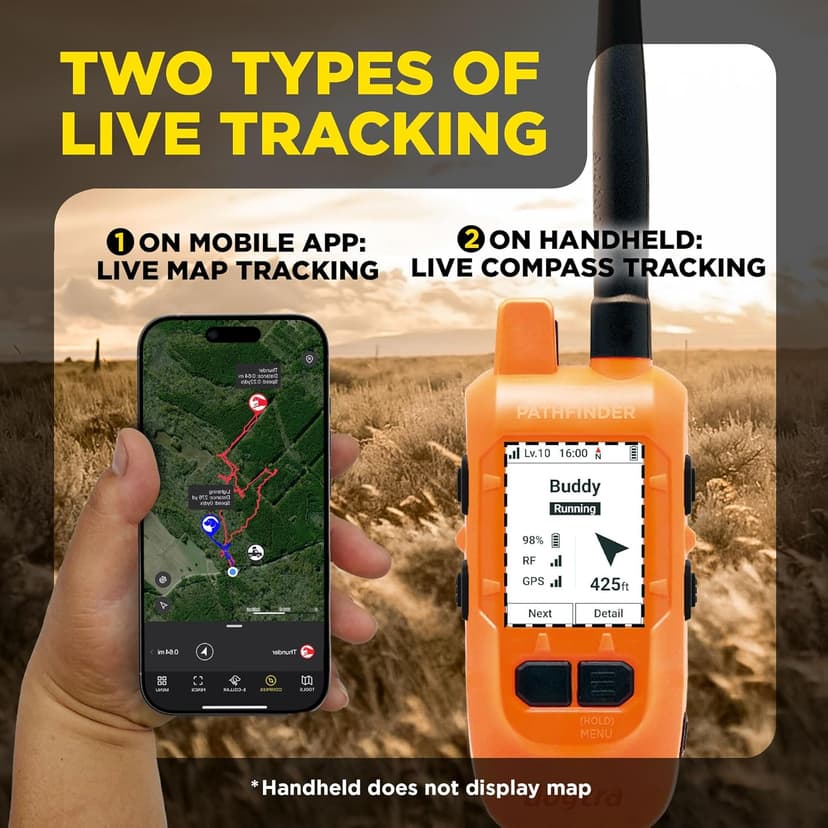 Dogtra PATHFINDER2 MINI Compass Live GPS Dog Tracking & Training System - 4-Mile Range E-Collar Handheld with No Subscription, Offline Maps, GPS Fence, Expandable up to 21 Dogs, for Dogs 15+ lbs