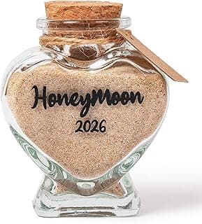 Honeymoon Sand Keepsake Jar 2026，Bridal Shower, Wedding, Engagement, Honeymoon, Travel Gift for Couples, Newlywed, Fiance(Gift Box Includes) - 40ml Heart Shape Glass