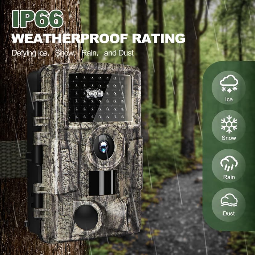 4K 60MP WiFi Trail Camera,Game Cameras with Night Vision Motion Activated Waterproof,Suitable for Outdoor Wildlife Detection, Monitoring Home Security
