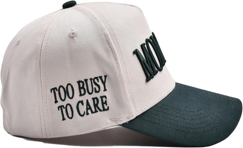 Funny Mommin Hat for Women, Mama Too Busy to Care Truck Hat Gifts Adjustable Washed Cotton Embroidered Mom Baseball Cap