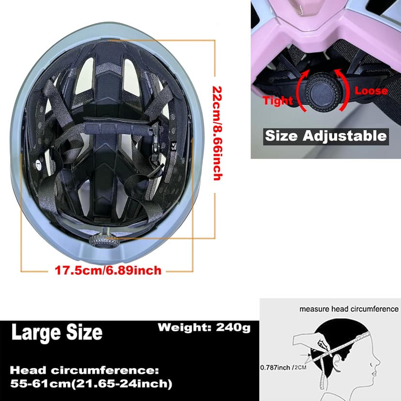 Bike Helmet for Adults-Removable Liners & Size Adjustable- Road Bicycle Helmets in Mountain, for Youth & Adult Men and Female