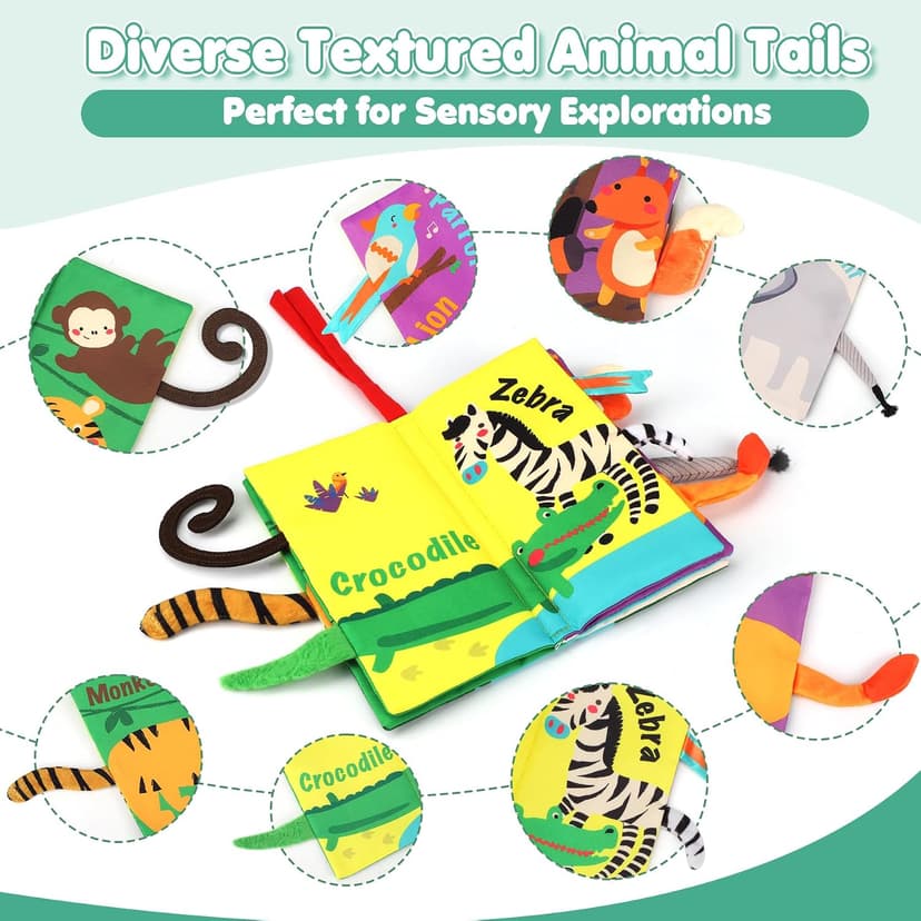 Crinkle Cloth Book Toy for Baby 0-3-6-12-18 Months, Early Development Stroller Soft Toy, Newborn Shower Gift for Boy Girl beiens Baby Books Toys, Tummy Time Touch and Feel Sensory Toys for Infant B07TXYC6WD