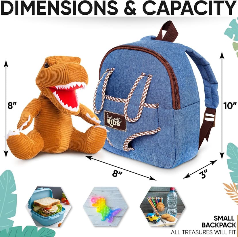 2-in-1 Dinosaur backpack, Dinosaur Toys for Kids 3-5, 2-4 in Gift-Ready Box, 2 Year Old Boy Birthday Gift & Christmas Naturally KIDS Toddler Backpack w. Plush Dinosaur Toy, Kids Gift 2 3 4 5 B07WG9G1H3