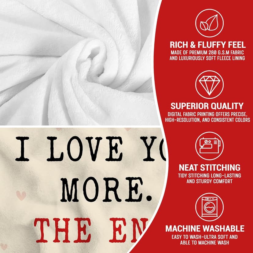 Christmas Anniversary Couple Gifts for Women - I Love You More Soft Fleece Throw Blanket 50x60 in - Birthday Romantic Gifts for Girlfriend Boyfriend Wife Husband, I Love You Gift for Him Her