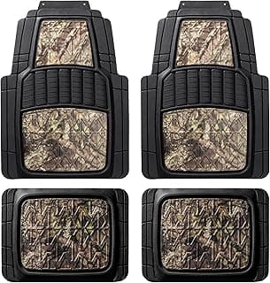 Mossy Oak Camo Trimmable Floor Mats - All Weather Protection - Trim to Fit for Car, SUV, Van, Trucks - Official Licensed Product (4 Pcs)