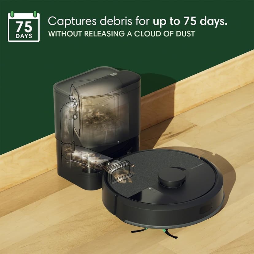 iRobot Roomba 105 Vac Robot Vacuum with AutoEmpty Dock - Self-Empties for 75 Days, Easy to use, Intense Power-Lifting Suction, LiDAR Navigation, Multi-Surface Cleaning, Cleans in Neat Rows