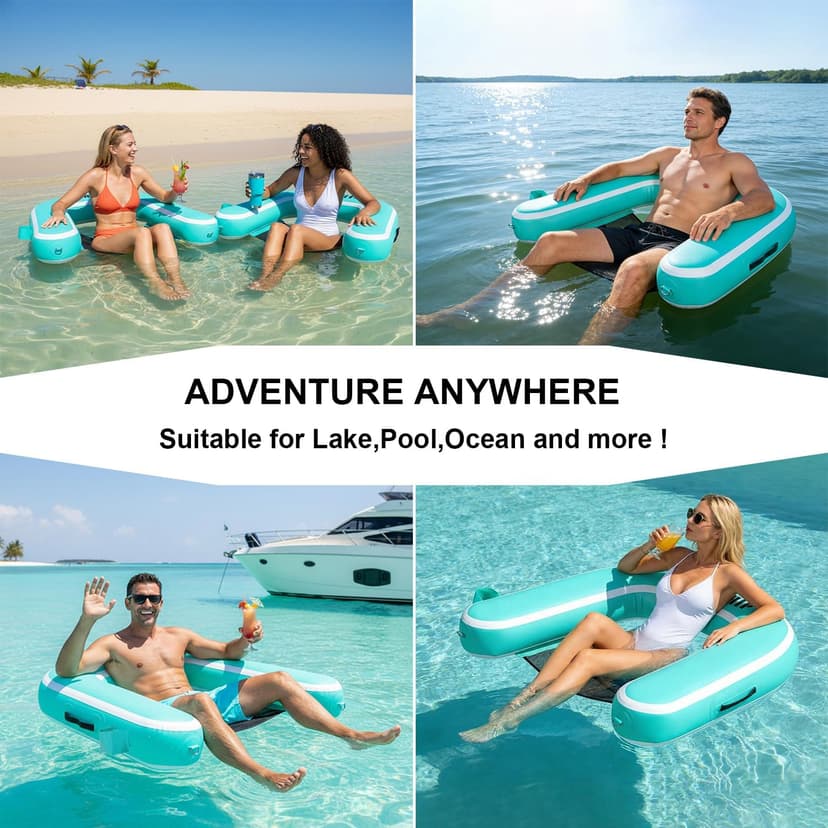 Inflatable Pool Float Chair for Lake Floating Pool Chairs Heavy Duty Floating Chair Lake Floats for Adults Pool Chair Floats Pool River
