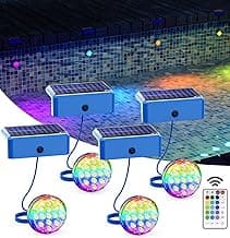 Solar Lights for Pools & Gardens - Waterproof RGB 16 Color Changing LED Lights (4Pack)
