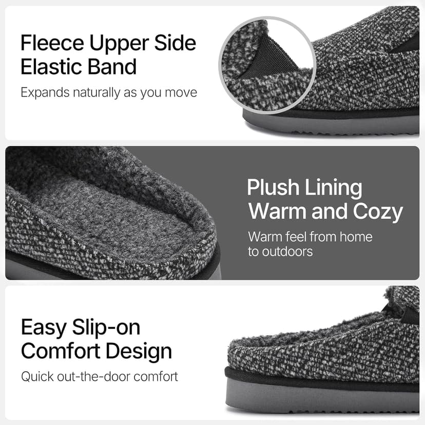 ATHMILE Mens Moccasins House Slippers Slip-on House Shoes with Warm Furry Faux Fur Cotton-Blend High-Density Memory Foam Non-Slip Sole for Indoor Outdoor