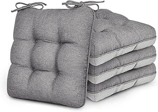 Love's cabin Memory Foam Chair Cushions Set of 4, 15.5"x15.5"x3.5" Indoor & Outdoor Seat Pads for Dining, Kitchen, Office, Patio Chairs - Grey