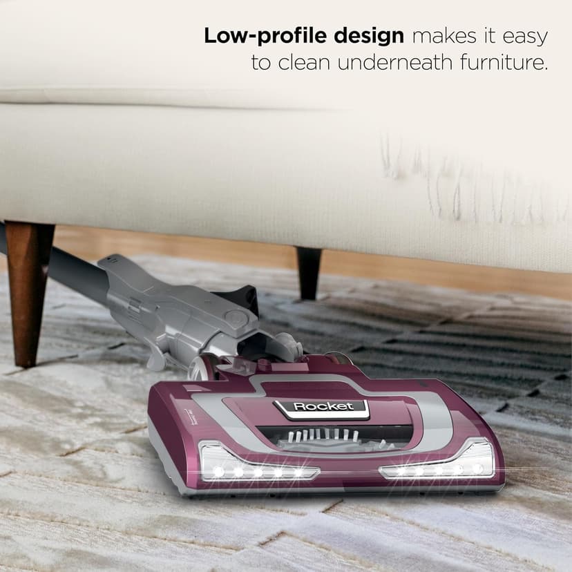 Shark HV322 Rocket Pet Plus Corded Stick Vacuum with LED Headlights, XL Dust Cup, Lightweight, Perfect for Pet Hair Pickup, Converts to a Hand Vacuum, with (2) Pet Attachments, Bordeaux/Silver