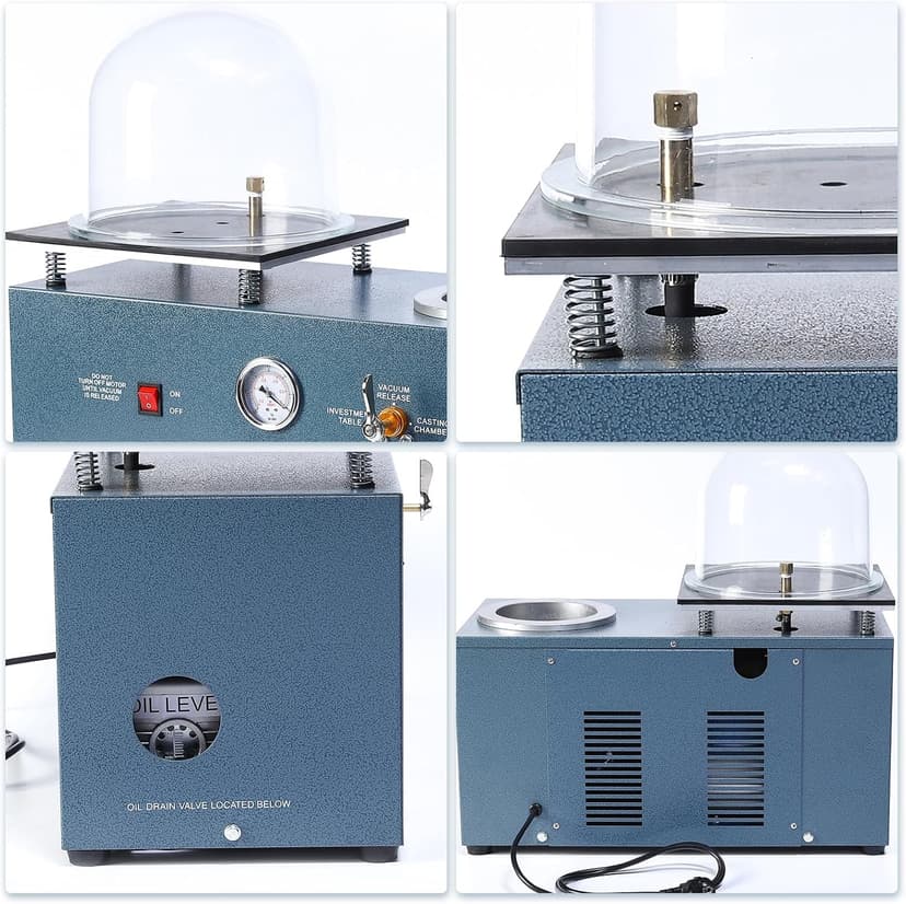 HAADID Vacuum Investing Casting Machine 2L - Vacuum Casting Machine with 3 CFM Pump & Bell Jar for Jewelry Casting Molds Processing 110V CM01