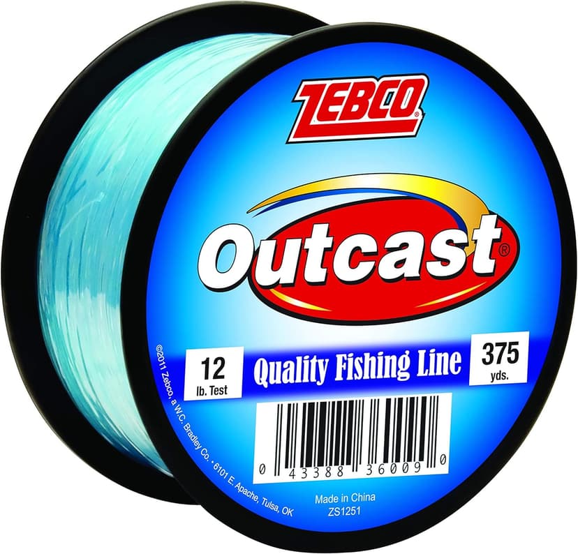 Zebco Outcast Monofilament Fishing Line, Low Memory and Stretch, High Tensile Strength