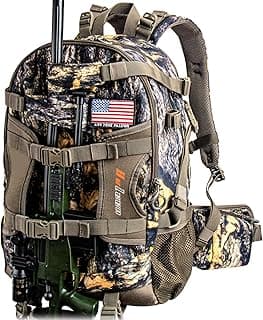 YVLEEN Hunting Backpack, Waterproof Camo Hunting Packs for Men, Durable Large Capacity Hunting Day Pack for Rifle Bow Gun