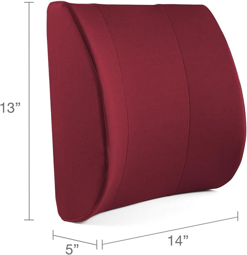 DMI Lumbar Support Pillow for Chair to Assist with Back Support with Removable Washable Cover to Ease Lower Back Pain while Improving Posture, 14 x 13 x 5, Contoured Foam, Premium,Burgundy