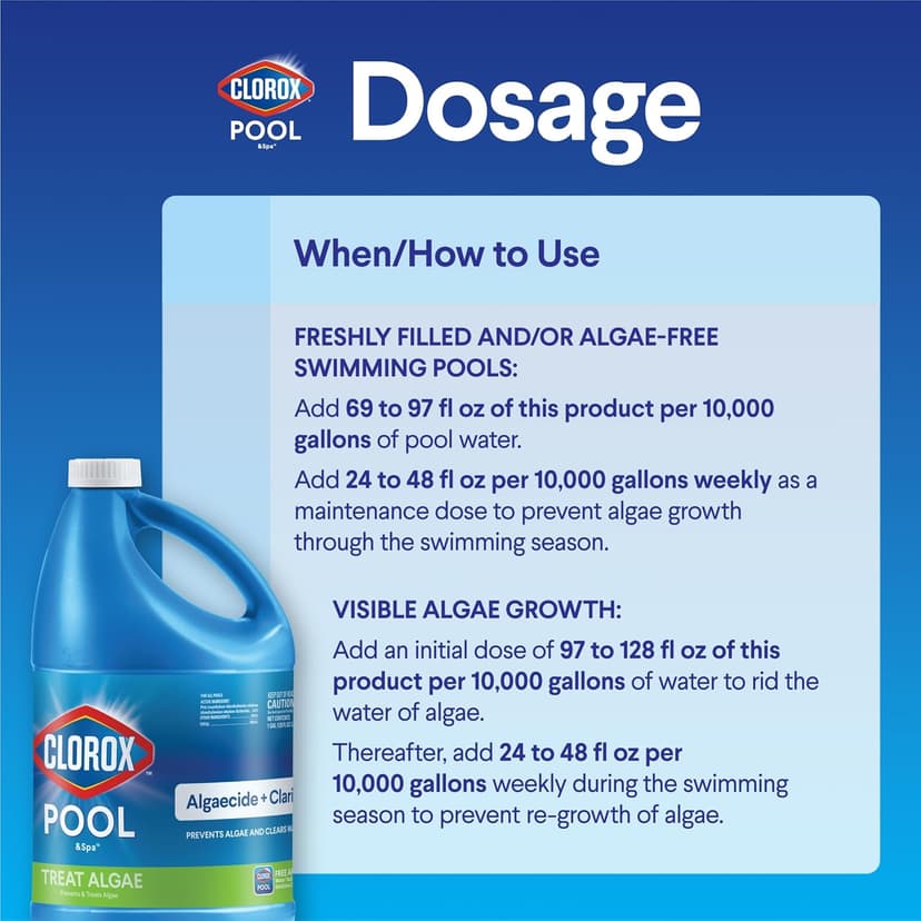 Clorox® Pool&Spa™ Swimming Pool Algaecide and Clarifier, Prevents and Treats Pool Algae, Clears Water, 128 Fl Oz (Pack of 1)
