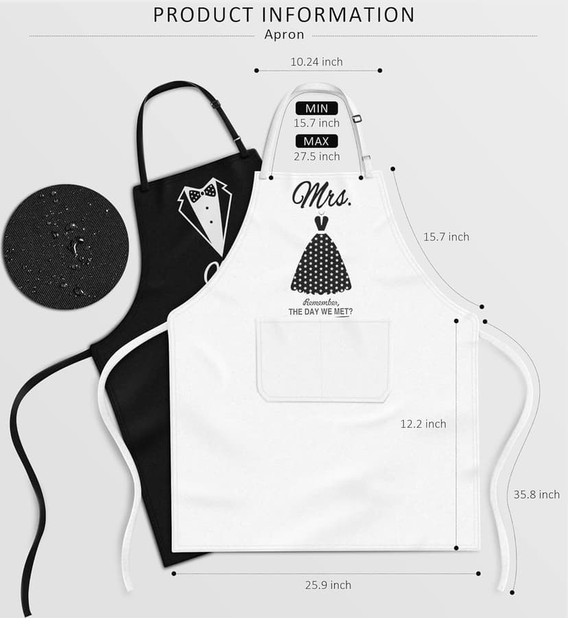 Mr & Mrs Aprons for Couple Gift-Anniversary,Bridal Shower,Wedding,Engagement,Christmas Gifts for Couple,Kitchen Gift Set