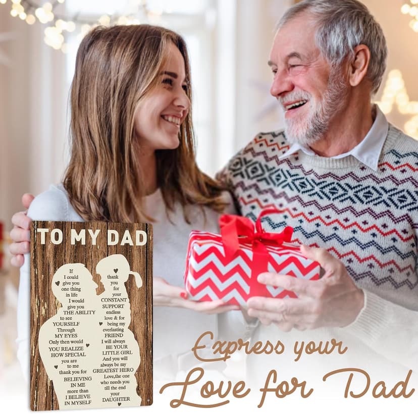 Gifts for Dad from Daughter Wife,12x8Inch Metal Tin Sign Novelty Vintage Plaque Decorative Gifts for Dad Husband,Meaningful Christmas Anniversary Birthday Father's Day Presents for Daddy Stepfather