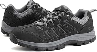 OL OUTJET LEGEND Men's Waterproof Hiking Shoes Leather Comfortable Lightweight Anti-Slip Outdoor Walking Work Sneakers