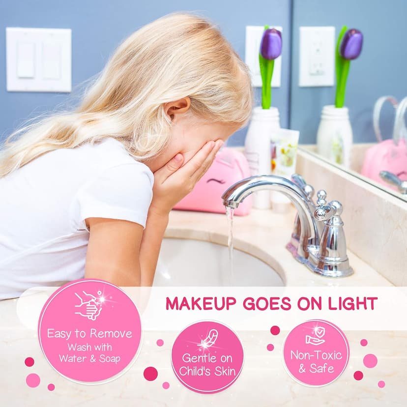 Pink Unicorn Toys for Girls Age 4-6, 5 Year Old Girl Birthday Gift Idea, Toddler Little Girl Gifts 3 4 5 6 7 8 9 10 Years Old Kids Real Makeup Kit with Unicorn Purse Non Toxic Washable Make Up Set B08JD776XX