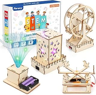 Poraxy 4 in 1 STEM Kits for Kids Age 8-10, Science STEM Projects for Kids 8-12, 3D Puzzles, Educational Craft Building Toys 8-13, Christmas Birthday Gifts for Girls Boys 6 7 8 9 10 11 12 13 Year Old