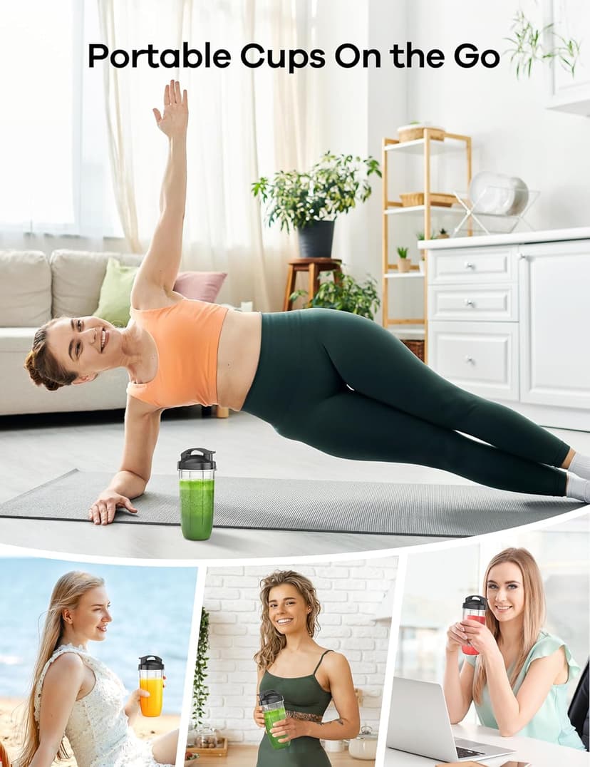 With 3 Portable Cups (1*24oz & 2*17oz), Peak Power 900W Single Serve Smoothie Maker for Kitchen, BPA-Free, Nutritious Recipe Ganiza Smoothie Blender, 14Pcs Portable Personal Blender Shakes & Smoothies B0DJM4QW9B