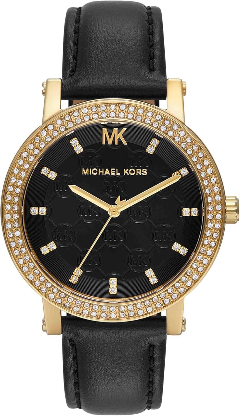 Michael Kors Corey Three-Hand Black Leather Watch