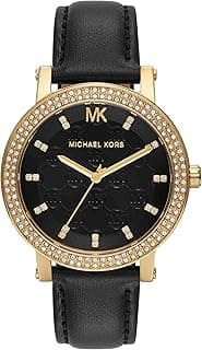 Michael Kors Corey Three-Hand Black Leather Watch