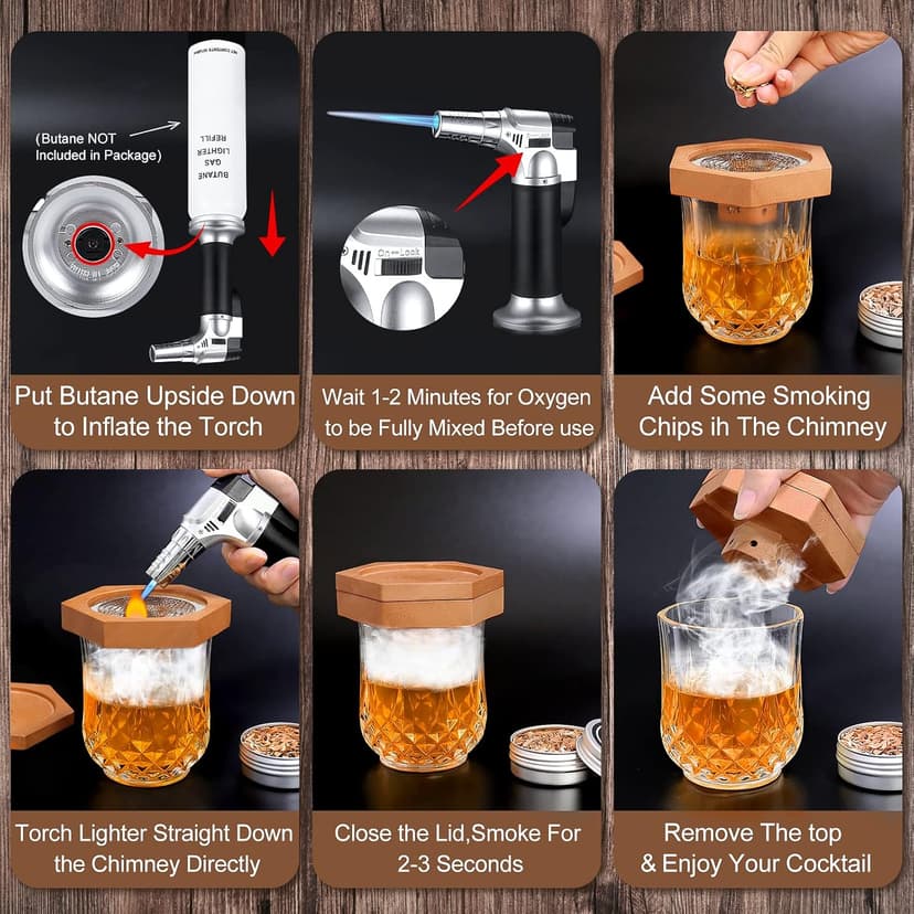 Bourbon Whiskey Gifts for Men Dad - Cocktail Smoker Kit with Torch, Birthday Anniversary Unique Gifts for Dad Boyfriend Husband Grandpa, Smoked Bourbon Kit, Mens Gifts Ideas