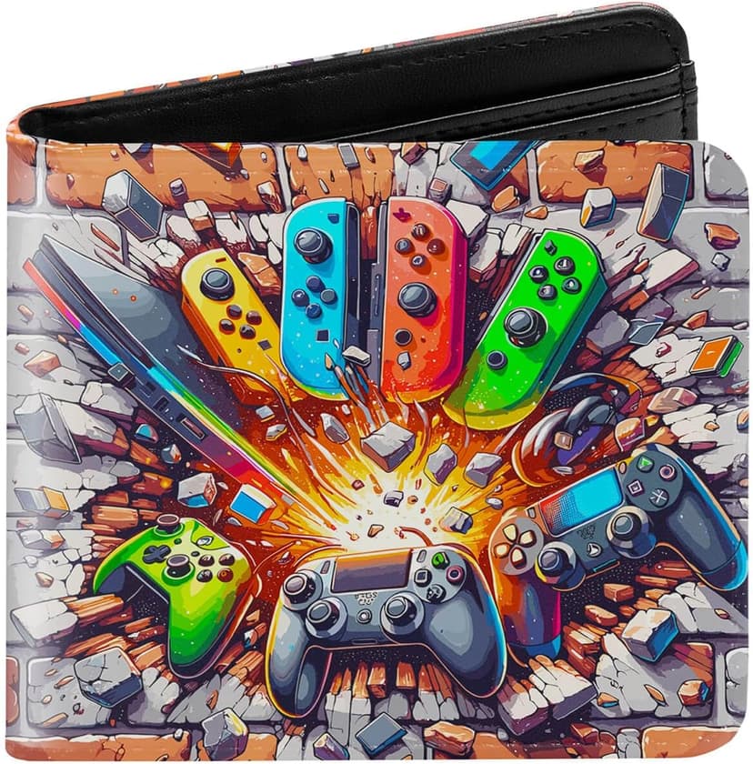 Kids Wallet for Boys, Boys Wallet for Kids Ages 4-5-6-7-8-9-10-11-12-13-14-15-16, Leather Wallet for Teen Boy, Christmas Birthday Gift Stocking Stuffer for Video Game Gaming Gamer Teenage Teenager