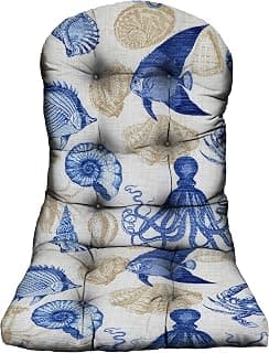 RSH DECOR Outdoor Chair Cushions Tufted Adirondack Chair Cushion Blue Tan Crab 42.5 x 21, Rocking Chair Cushion Pad, Patio Furniture Cushions for Porch or Deck, Made in USA