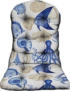RSH DECOR Outdoor Chair Cushions Tufted Adirondack Chair Cushion Blue Tan Crab 42.5 x 21, Rocking Chair Cushion Pad, Patio Furniture Cushions for Porch or Deck, Made in USA