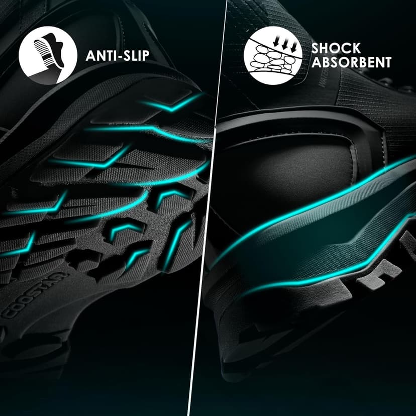 Coostar Tactical Boots for Men Lightweight Military Combat Boot Side Zipper Motorcycle Hiking Work Boots Waterproof 8 Inches