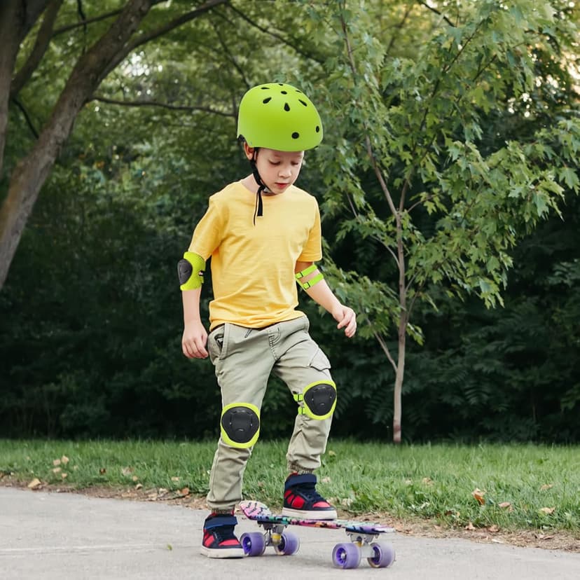 FOOKCIAN Kids Helmet,Toddler Skateboard Helmets for Ages 2-3-5-8-14 Years Boys Girls with Knee and Elbow Pads Wrist Guards fit Roller Skates,Skateboarding,Skating Scooter Adjustable Kids Helmet