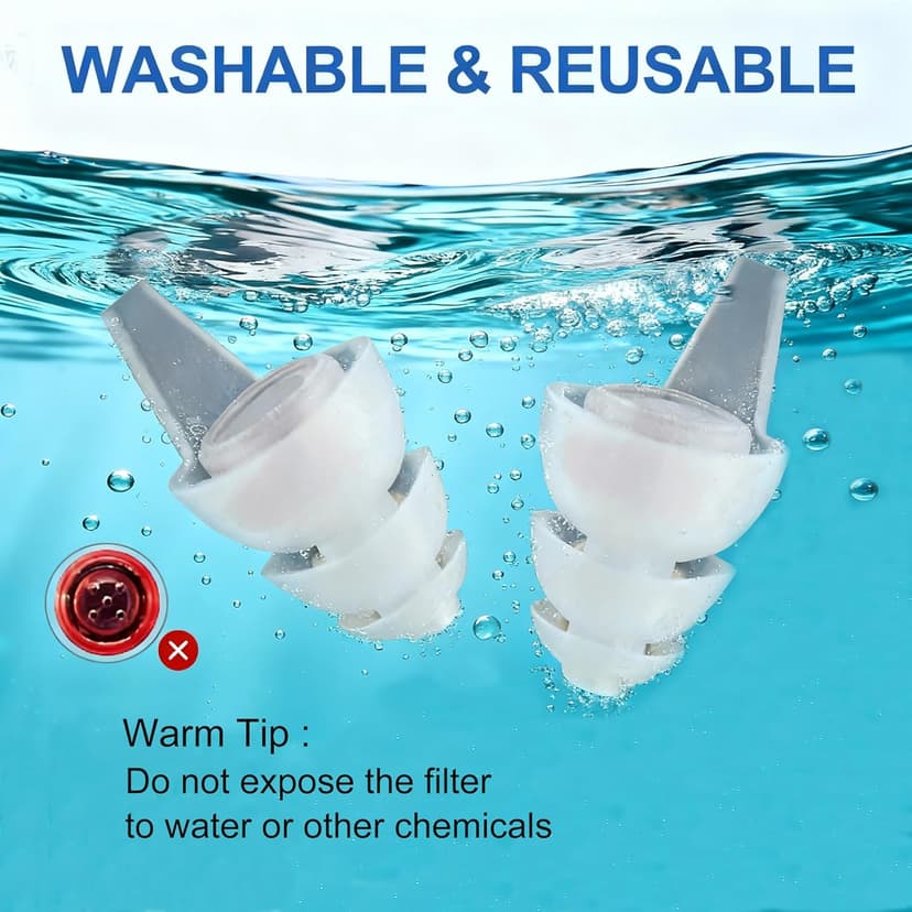 Shooting Earplugs for Pickup Sound, 30 dB NRR Hearing Protection - Silicone & Reusable Ear Plugs for Outdoor Shooting, Firing Range & Hunting, White